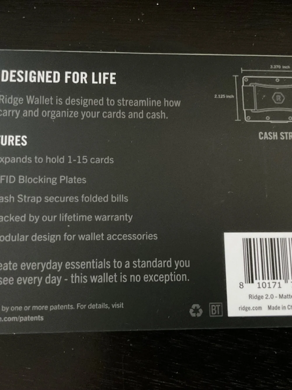The Ridge slim rfid blocking wallet matte oliver